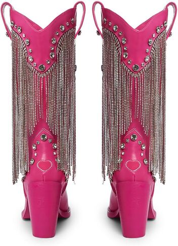 Dolls Kill Present Perfect Cowboy Boots by Sugar Thrillz - Vegan Leather Footwear With Rhinestone Fringe and Jewel Studs in Saudi Arabia
