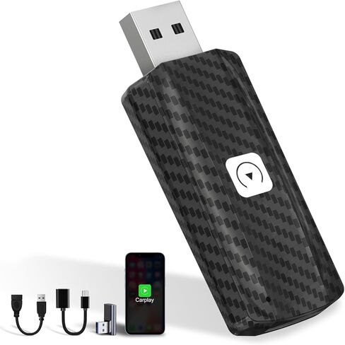 Wireless CarPlay Adapter for Apple iPhone iOS 12+ Small Car Play Dongle for OEM Wired CarPlay Car Model 2017+, CFBlack in Kuwait