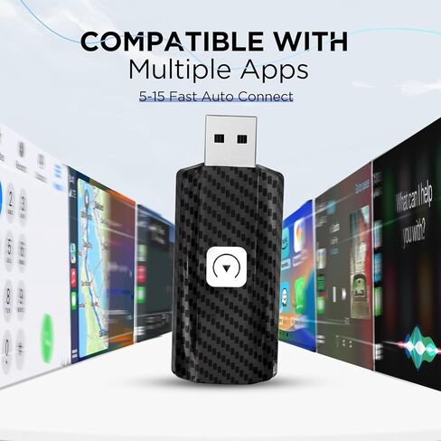 Wireless CarPlay Adapter for Apple iPhone iOS 12+ Small Car Play Dongle for OEM Wired CarPlay Car Model 2017+, CFBlack in Kuwait