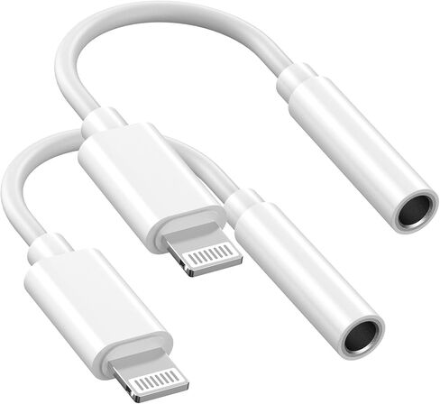 [Apple MFi Certified] Headphone Adapter for iPhone, 2 Pack Lightning to 3.5 mm Headphone Jack Aux Audio Converter Cable Dongle Adapter Compatible for iPhone 14 13 12 11 XS XR X 8 7, Support All iOS in Kuwait