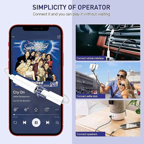 [Apple MFi Certified] Headphone Adapter for iPhone, 2 Pack Lightning to 3.5 mm Headphone Jack Aux Audio Converter Cable Dongle Adapter Compatible for iPhone 14 13 12 11 XS XR X 8 7, Support All iOS in Kuwait