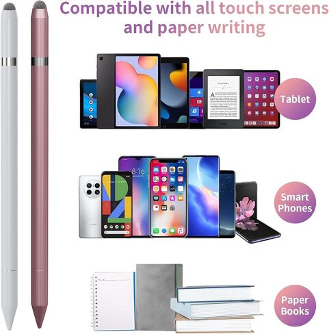 Stylus Pens for Touch Screens, Black Ballpoint Pen with Stylus Tip, 3 in 1 Stylus Pen for iPhone/iPad/Tablet/Android/Microsoft/Surface, Universal Stylus Compatible with All Touch Screens (Rose Gold) in Saudi Arabia