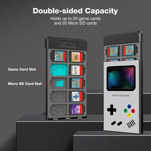 HEIYING Switch Game Card Case for Nintendo Switch/Switch OLED/Switch Lite Game Card or Micro SD Memory Card, Metal Switch Game Holder with 20 Game Card Slots and 20 Micro SD Card Slots. in Saudi Arabia