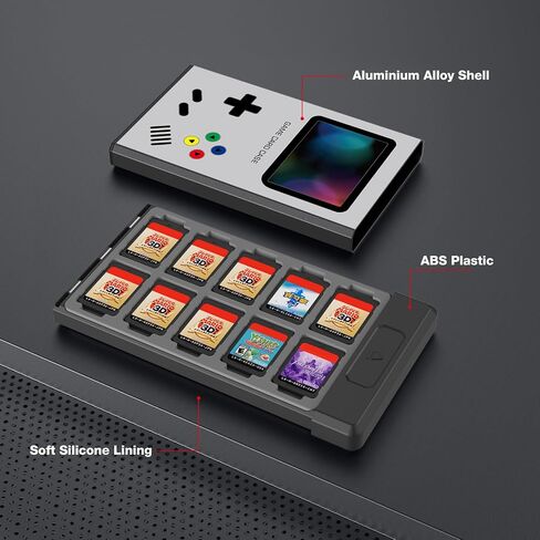HEIYING Switch Game Card Case for Nintendo Switch/Switch OLED/Switch Lite Game Card or Micro SD Memory Card, Metal Switch Game Holder with 20 Game Card Slots and 20 Micro SD Card Slots. in Saudi Arabia