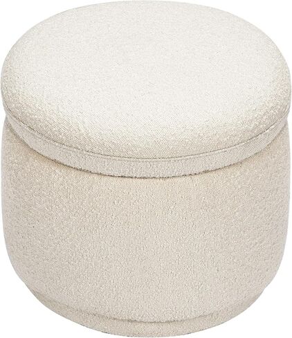 Babyletto Enoki Storage Ottoman in Ivory Boucle, Greenguard Gold and CertiPUR-US Certified in Saudi Arabia