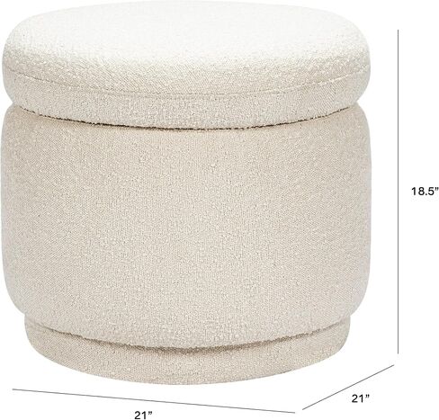 Babyletto Enoki Storage Ottoman in Ivory Boucle, Greenguard Gold and CertiPUR-US Certified in Saudi Arabia