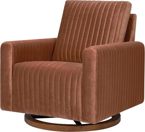 طائرة شراعية Babyletto Poe ذات قناة دوارة من المخمل الصدئ وقاعدة من الخشب الداكن، وحائزة على شهادة Greenguard Gold وCertiPUR-US in Kuwait