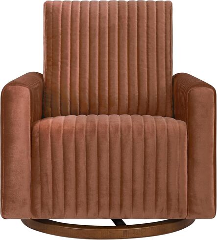 طائرة شراعية Babyletto Poe ذات قناة دوارة من المخمل الصدئ وقاعدة من الخشب الداكن، وحائزة على شهادة Greenguard Gold وCertiPUR-US in Kuwait