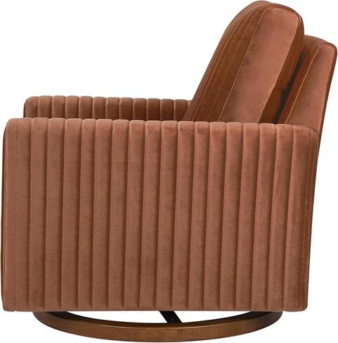 طائرة شراعية Babyletto Poe ذات قناة دوارة من المخمل الصدئ وقاعدة من الخشب الداكن، وحائزة على شهادة Greenguard Gold وCertiPUR-US in Kuwait