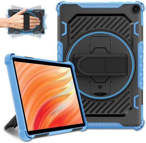 حافظة ROISKIN 360 بحزام يد بمسند لإصدار 2023 حافظة كمبيوتر لوحي Fire HD 10 (تناسب الجيل الثالث عشر، لا تناسب الجيل الحادي عشر/التاسع/السابع) أيضًا لهاتف Sony Nokia iPhone بطبقة مزدوجة مقاومة للصدمات in Kuwait