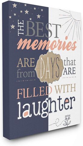 Stupell Industries The Best Memories and Laughter Blue and Peach Typography Wall Plaque, 10 x 15, Multi-Color in Saudi Arabia
