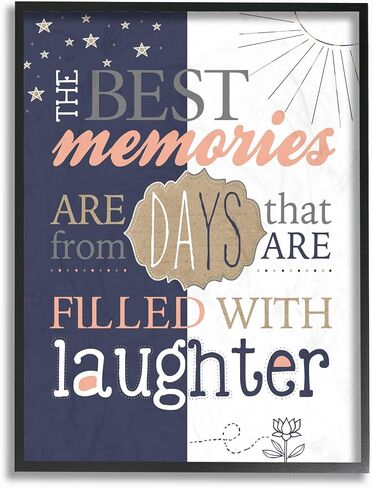 Stupell Industries The Best Memories and Laughter Blue and Peach Typography Wall Plaque, 10 x 15, Multi-Color in Saudi Arabia