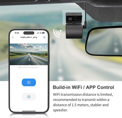 Tiny Dash Cam, KAWA 1296P QHD Mini Car Camera Dash Cam - Voice Control, WDR/3D DNR with Super Night Vision, 24H Parking Monitoring and G-sensor, 2024 New Dash Cam, MINI 3 in Saudi Arabia