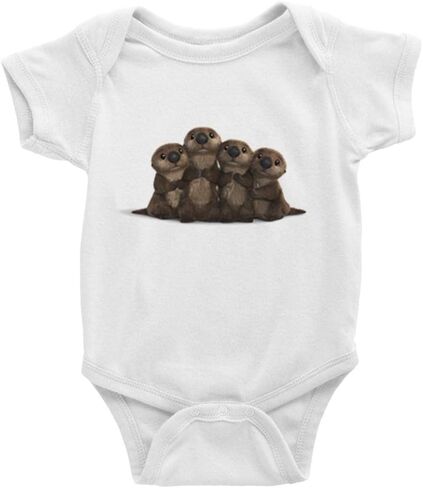 Cute Cartoon Otters Girl Boy Bodysuit Jumpsuit Infant Short Sleeve Newborn Onesie in Saudi Arabia
