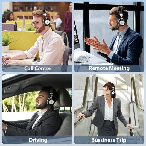 Wireless Headset, V5.2 Bluetooth Headset with Noise Cancelling Microphone, 52H Working Time Active Noise Cancelling Wireless Headphones with Mic Mute & USB Dongle for Work/Computer/Phone/Meeting/Zoom in Saudi Arabia