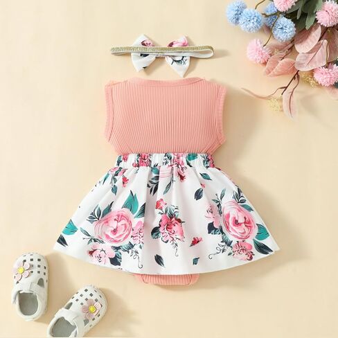 Bafeicao Newborn Baby Girl Clothes Rompers Sleeveless Lace Ruffles Floral Romper Dress Bodysuit Infant Dresses Summer Outfits in Saudi Arabia