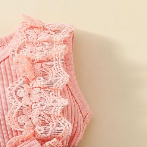 Bafeicao Newborn Baby Girl Clothes Rompers Sleeveless Lace Ruffles Floral Romper Dress Bodysuit Infant Dresses Summer Outfits in Saudi Arabia