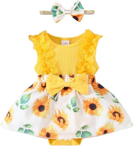Bafeicao Newborn Baby Girl Clothes Rompers Sleeveless Lace Ruffles Floral Romper Dress Bodysuit Infant Dresses Summer Outfits in Saudi Arabia