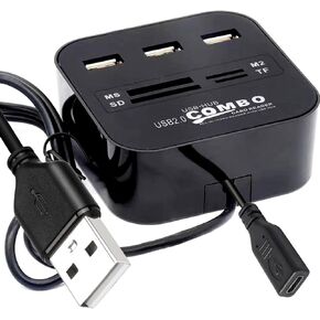 Long usb2.0 Hub 15ft USB Cable, 3 USB 2.0 Data Port/TF/SD/MS/M2 Card Reader, 7 in 1 with USB Type c Power(5V2A) for iPad Pro MacBook Pro Acer Laptops and Mouse and Keyboard and All in One