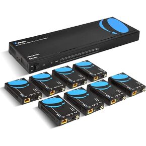 OREI 1x8 HDMI Extender Splitter 4K, Multiple Over Single Cable CAT6/7 4K@60Hz 4:4:4 HDCP 2.2 with IR Remote EDID Management - Up to 115 Ft - Loop Out - Low Latency - Full Support