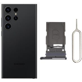 for Samsung Galaxy S23 Ultra Single SIM Card Tray Card Holder Slot Replacement Parts + Open Eject Pin (Black)