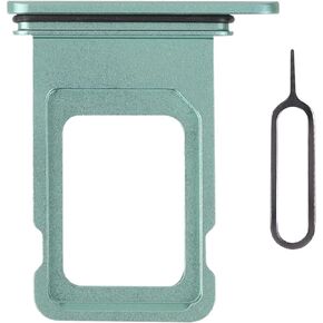 for iPhone 11 Green SIM Card Slot Replacement Single SIM Version for iPhone11 Card Tray Holder Adapter with Waterproof Rubber Ring Repair Fix Kit Card Removal Tool for A2111 A2221 A2223