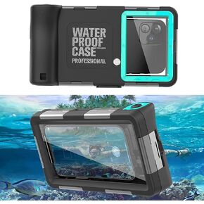 Waterproof Phone Case,Universal Diving Phone Case Pouch Dry Bag Beach Travel Essentials Outdoor Surfing Swimming Snorkeling Photo Video Case for iPhone/Samsung/Google/Motorola (Aqua/Orange)