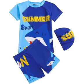 Baby Toddler Boys 3-Pieces Swimsuit Sets UPF 50+ Bathing Suit Rash Guards Sunsuit Swimwear with Hat