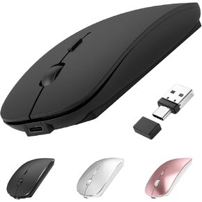 ماوس USB C لاسلكي بلوتوث قابل لإعادة الشحن لجهاز MacBook Pro iMac Mac Air، ماوس لاسلكي من النوع C لأجهزة Apple/Surface Pro/iPad Pro/Mac Pro/Desktop/Office، ماوس سفر بلوتوث مزدوج الوضع