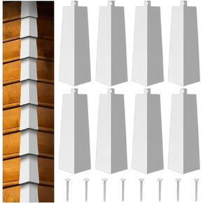 8 Pcs Aluminum Siding Corners Included Metal Nails 8 Inch Smooth Siding Aluminum Corner Trim Outside White Siding Corner Caps for Mobile Home House Exterior