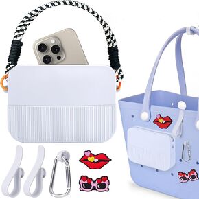 BABORUI Silicone Phone Holder for Bogg Bag Accessories, Inserts Zipper Pouch Charms Keychain Hooks for Simply Southern/Bogg Bag, Accessories for Bogg Bag Beach Tote Bag