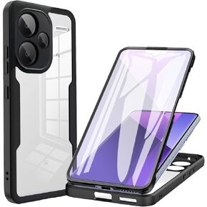 360°All-Inclusive Case for Xiaomi Redmi Note 13 Pro Plus 5G, [Built in Screen Protector] Dual Layer Full Body Shockproof Dustproof Clear Phone Case for Redmi Note 13 Pro Plus 5G QB-Black