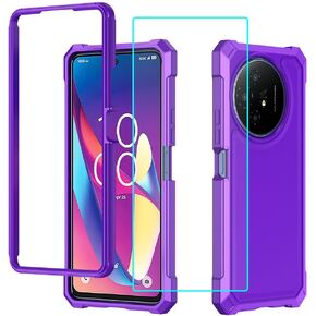 for TCL 50 XL 5G Case with Screen Protector,Full Body Protection Front PC Back Soft Silicone Bumper,Heavy Duty Protection Shockproof Phone Case for TCL 50 XL Black