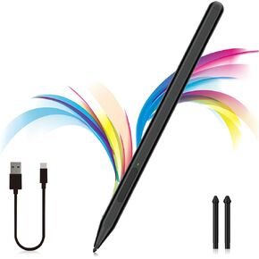 قلم شاشة لجهاز Microsoft Surface Pro11/10/9/8/X/7+/6/5/4/3/Surface 3، Surface Go 3/2/1، Surface Laptop/Studio/Book 4/3/2/1 مع زر جانبي ممحاة، رفض راحة اليد، وظيفة الإمالة، ضغط 1024