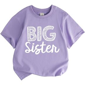 Big Sister Toddler Baby Shirts for Little Girls Cute Graphic Short Sleeve Tees Summer 5t 4t 3t 2t Kids T Shirts