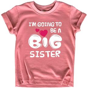 Big Sister Shirt I'm Going to Be A Big Sister New Announcement Toddler Shirts Girl Promoted Outfit Baby Girls Heart tee