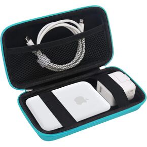 Carrying Case ​for Apple MagSafe Charger Battery Pack, Hard Travel Organize Bag for Mag Safe Magnetic Power Bank for iPhone 13/13 Pro, Extra Mesh Pocket Fits Power Adapter, Black+Orange