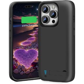 Battery Case for iPhone 15 Pro Max, 6000mAh Rechargeable Extended Battery Charging/Charger Case, Add 100% Extra Juice (6.7 inch) Black