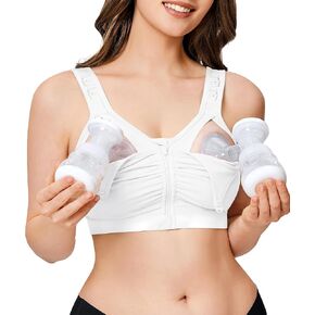 Zip Front Closure Nursing Bras for Women Pumping Bra Hands Free Breastfeeding Bra Maternity Bras for Pregnancy