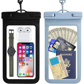 2-Pack Extra Large Waterproof Phone Pouch - Universal Dry Bag for iPhone, Samsung, Wallet, Passport - Touch Sensitive with Finger Strap - IPX8 Certified