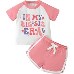 Toddler Baby Girl Clothes Set Raglan Short Sleeve T-Shirts Tops Shorts Infant 2Pcs Butterfly Letter Print Outfits