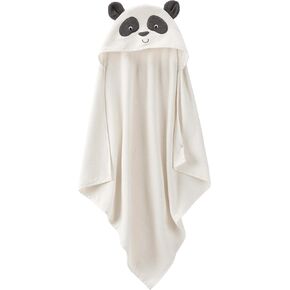 little planet by carter's Unisex Baby Organic Cotton Towel, Panda, OSZ