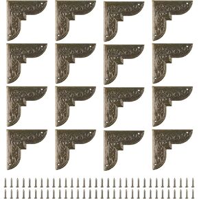 uxcell 30pcs Vintage Corner Protector 2"x2"x0.4" Decorative Metal Edge Corner Protectors Brackets with Mounting Nails for Box Wooden Case Chest Table Desk Bronze