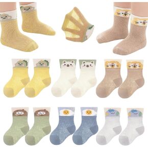 Baby Toddler Socks Girl Boy Thin Mesh Crew Socks Infant Pointelle Eyelet Socks 6 Pairs