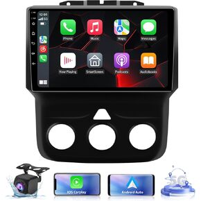 5GWiFi ترقية راديو ستيريو للسيارة دودج رام 1500 2500 3500 2013-2018 - Carplay اللاسلكي ونظام الملاحة GPS التلقائي بنظام Android - 4 جيجابايت + 32 جيجابايت 9.2 بوصة تعمل باللمس بلوتوث RDS FM SWC كاميرا احتياطية in Kuwait