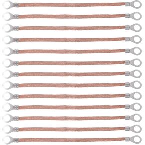 TEHAUX 100pcs Ground Straps, Automotive Ground Strap Braided Copper Ground Strap Grounding Cable Straps Earth Bonding Wire Grounding Wire for Most Cars Aluminum Distribution Cabinet
