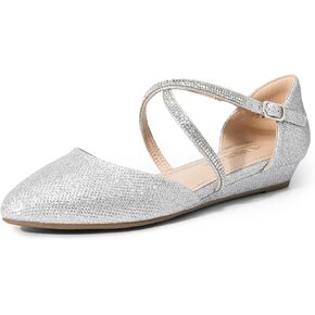 DREAM PAIRS Pointed Toe Low Wedge Heeled Ankle Strap Flats Shoes for women Dressy Comfortable, Casual Slip-on Dress Shoes for Business Office and Work in Kuwait