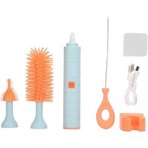 Electric Baby Bottle Brush Cleaning Brush Set with 2 Speeds and Rotating Silicone,Bottle,Pacifier,Straw Brush Cleaner (Blue)