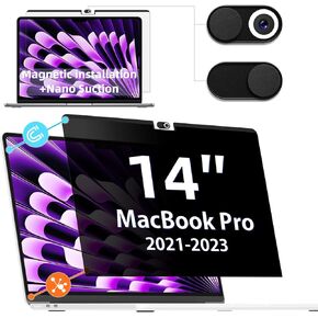 شاشة خصوصية MacBook Pro 14 بوصة (2021-2023، M1، M2، M3-A2918 A2992 A2442 A2779)، واقي شاشة للخصوصية 14 بوصة مغناطيسي قابل للإزالة ومضاد للوهج الأزرق ومضاد للضوء الأزرق متوافق مع Mac Pro 14.2 بوصة in Kuwait