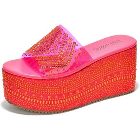 Cape Robbin Platform Sandals Women Rhinestone Platform Sandals For Women - Elegant Platform Wedge Sandals - Stylish Women's Platform Sandal Wedge Heels Ramis